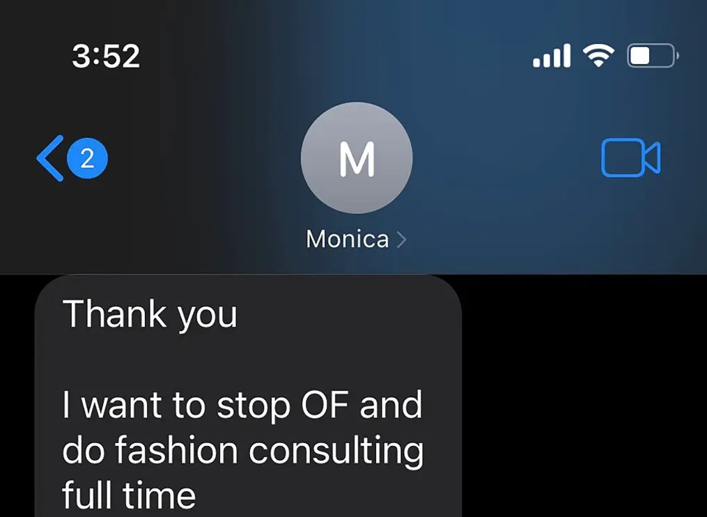 He also shared this message from a Monica who expressed she wanted to stop modeling for OnlyFans. Instagram/kanyewest