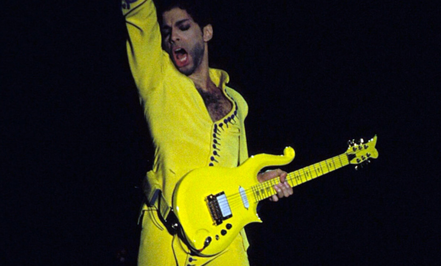 A 200K+ Owned And Played Yellow Schecter Cloud Guitar Owned And Performed By Prince Is Up For Auction