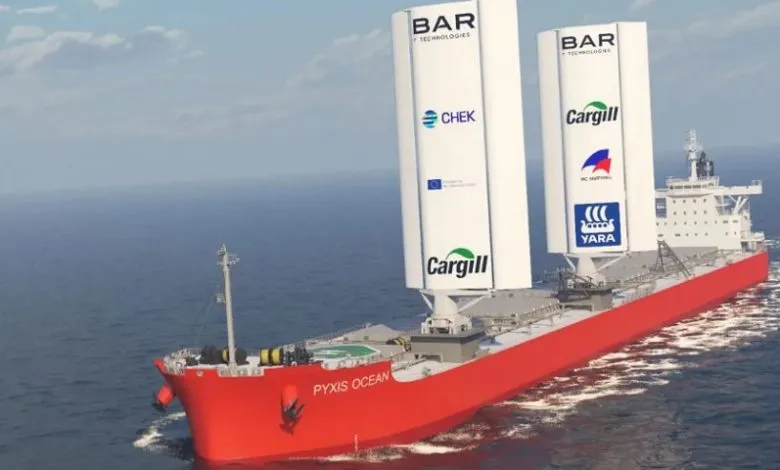 A Cargo Ship Fitted With Giant, Rigid British-Designed Sails Has Set Out On Its Maiden Voyage