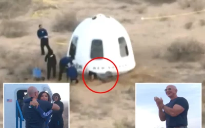 When The Blue Origin Spacecraft Lands, Jeff Bezos Tries To Greet His Fiancée Lauren Sanchez But Falls Face Down